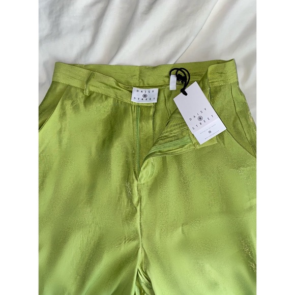 SOLD ASOS Daisy Street Wide Leg Pants In Green Shimmer - Picture 5 of 6